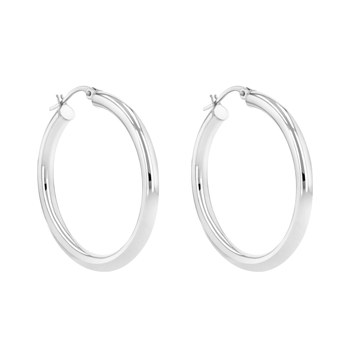 Solid white gold deals hoop earrings