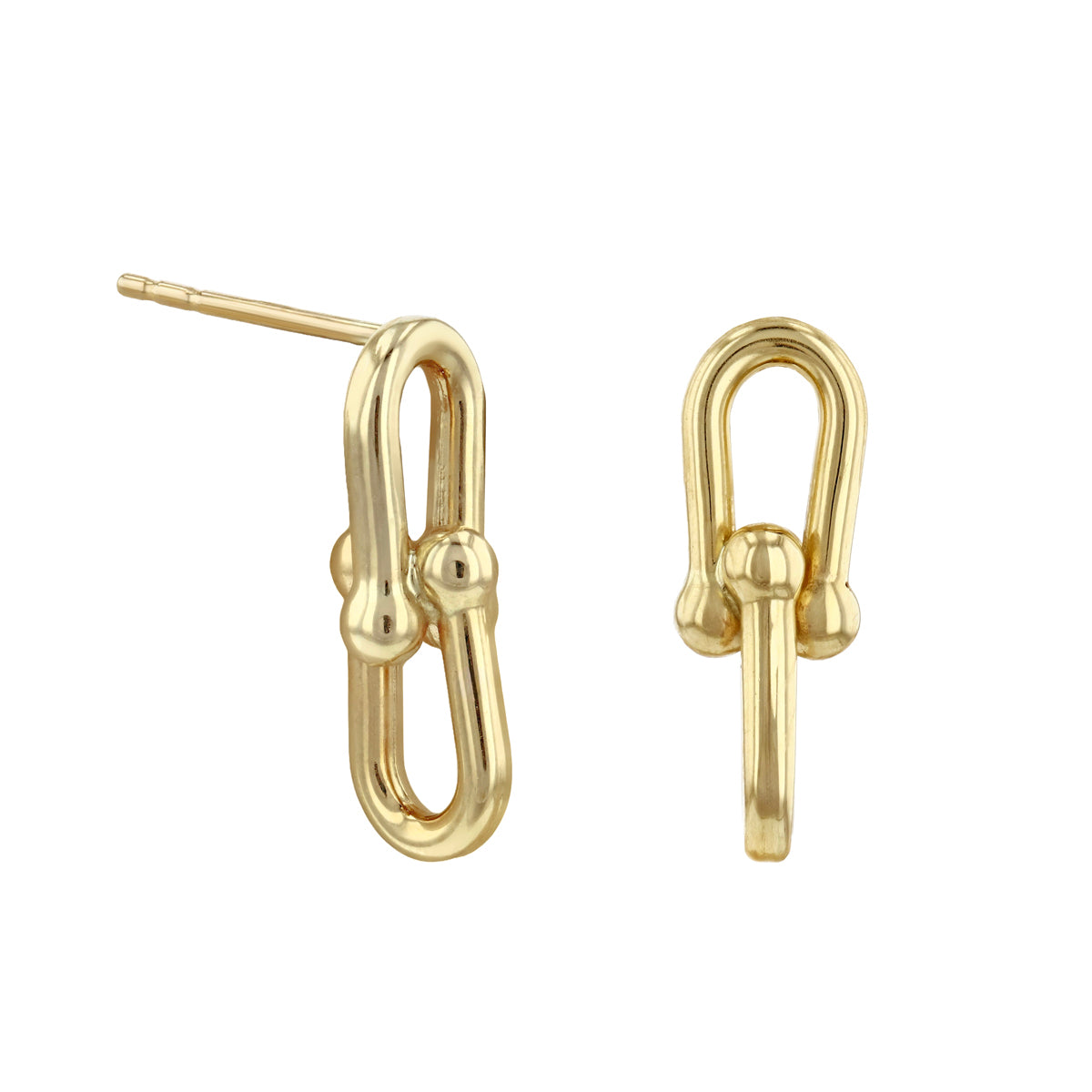 Soleil Collection Double Lock Earrings 9K Yellow Gold Browns