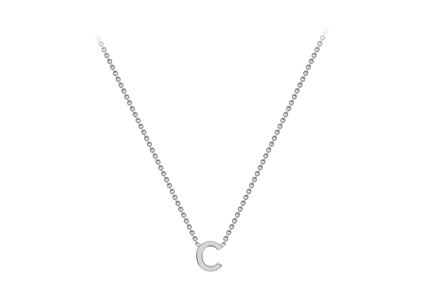 Soleil Collection 3.5mm x 5mm Initial Adjustable Necklace | 9K White Gold