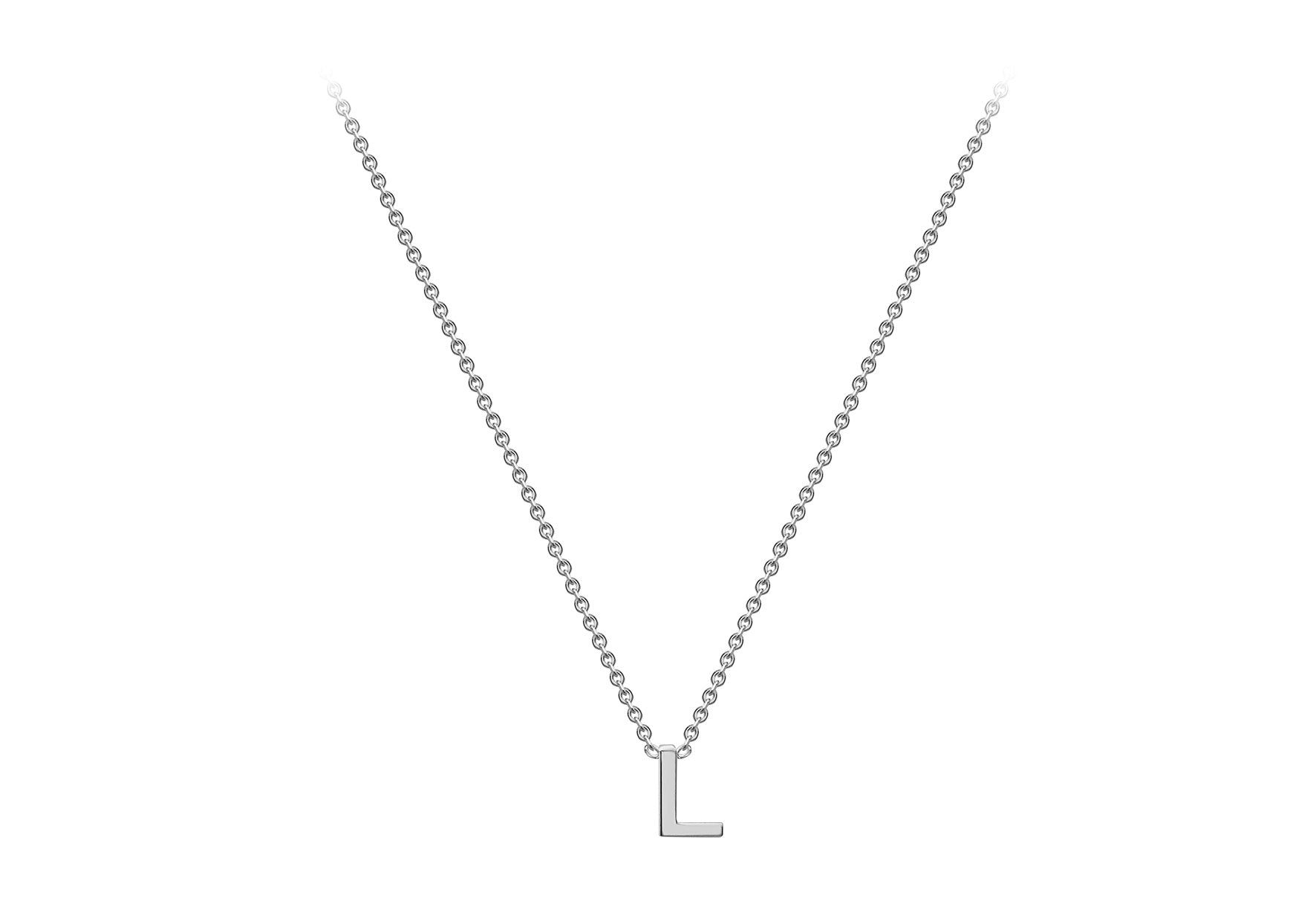 Soleil Collection 3.5mm x 5mm Initial Adjustable Necklace | 9K White Gold