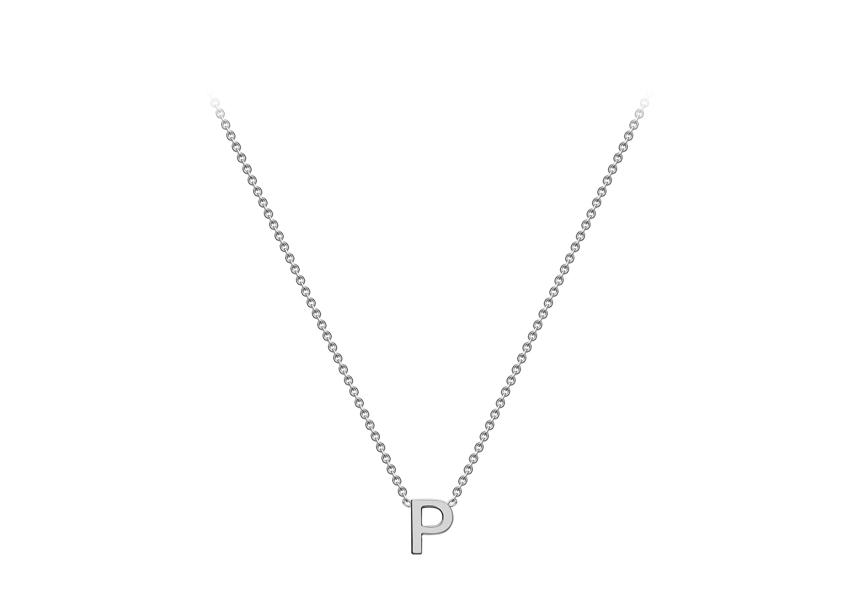 Soleil Collection 3.5mm x 5mm Initial Adjustable Necklace | 9K White Gold