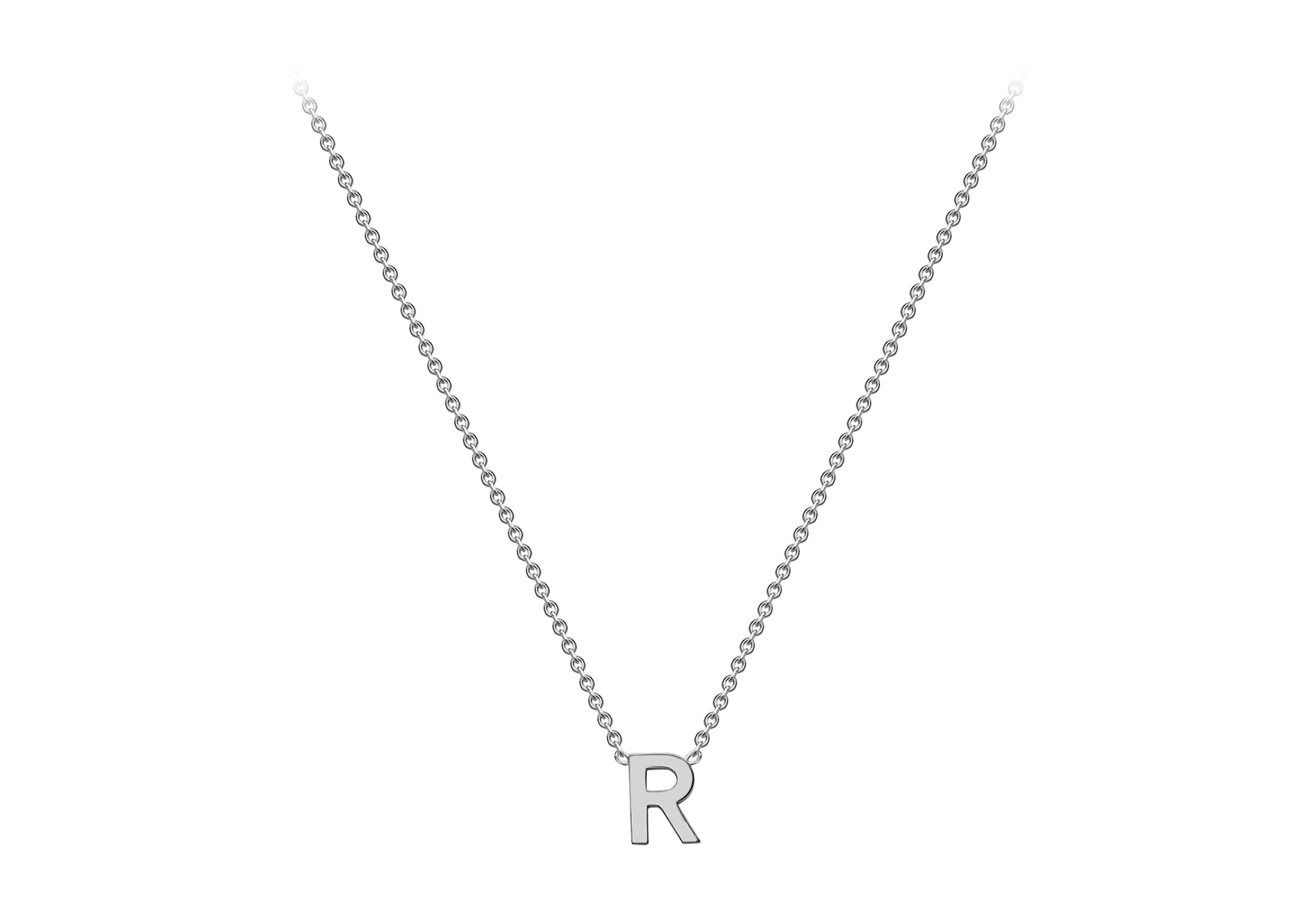 Soleil Collection 3.5mm x 5mm Initial Adjustable Necklace | 9K White Gold