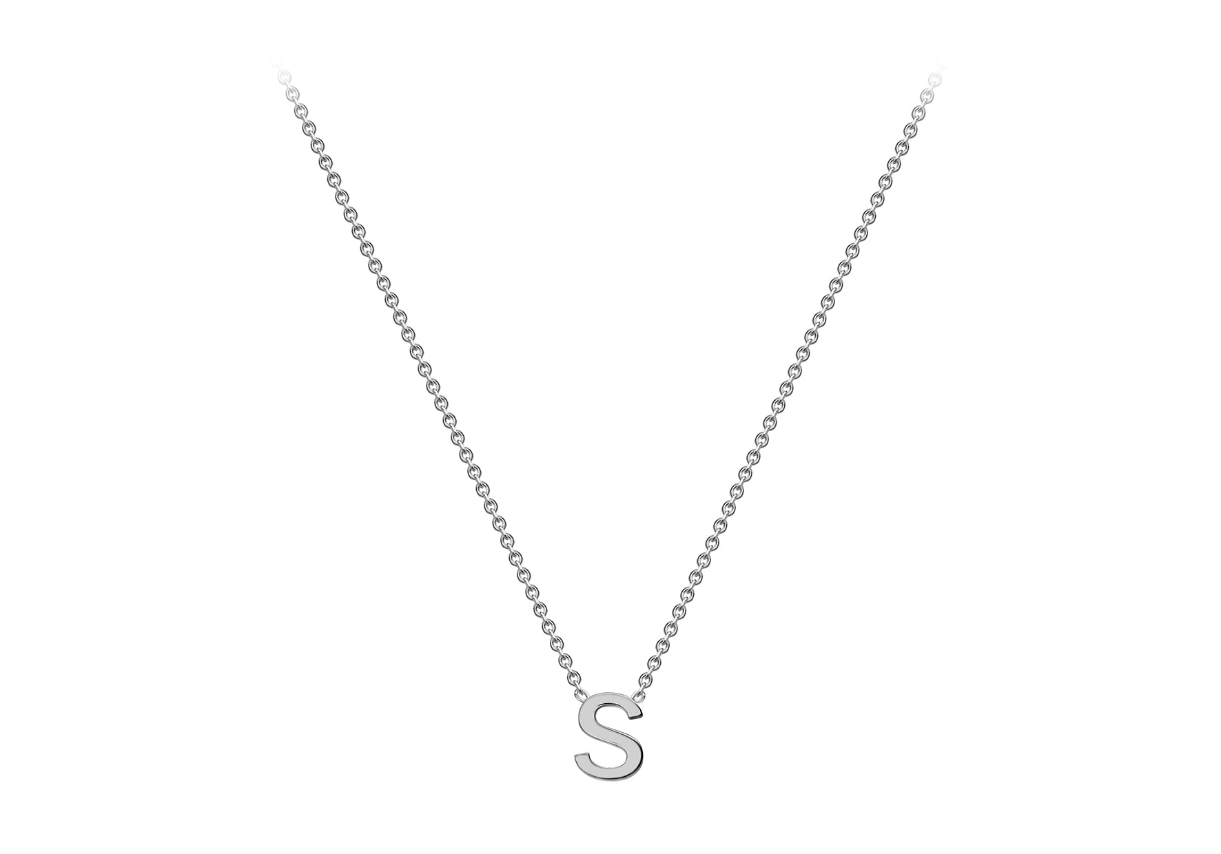 Soleil Collection 3.5mm x 5mm Initial Adjustable Necklace | 9K White Gold