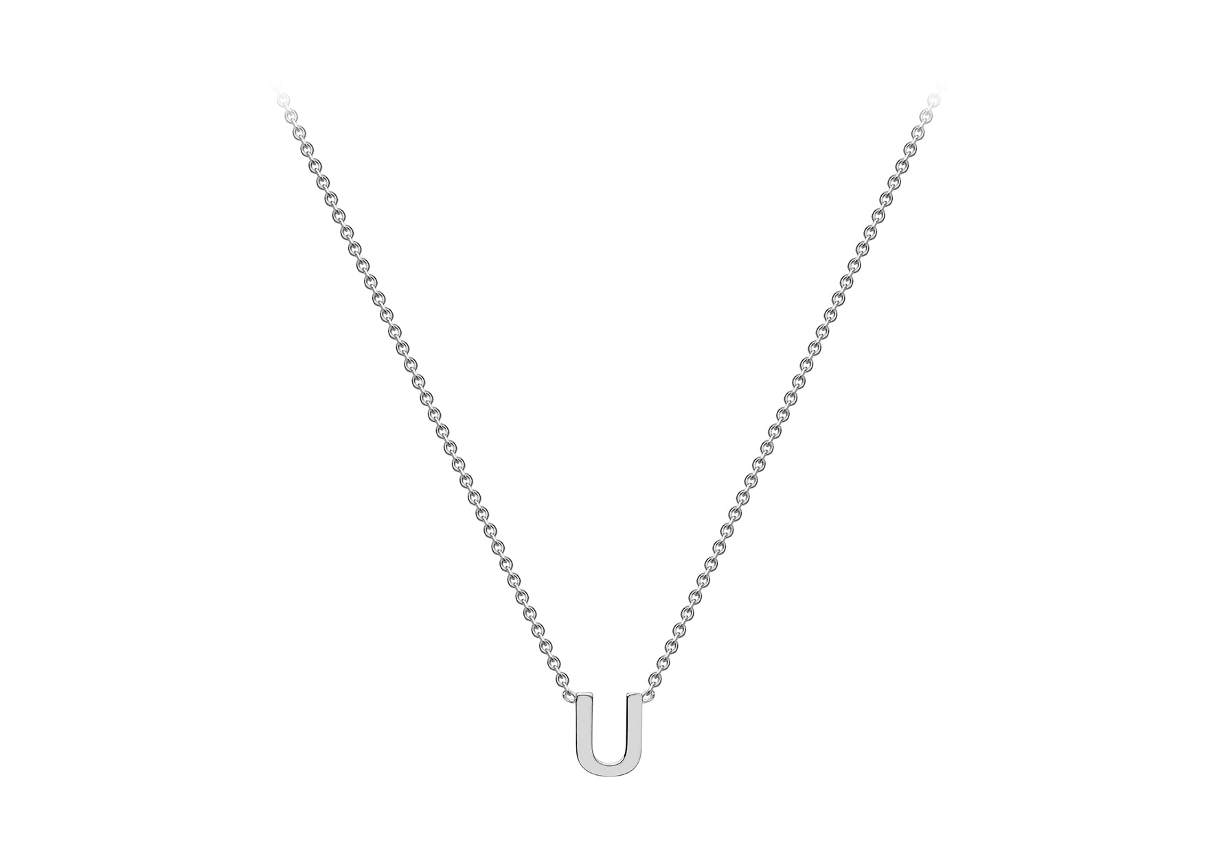 Soleil Collection 3.5mm x 5mm Initial Adjustable Necklace | 9K White Gold