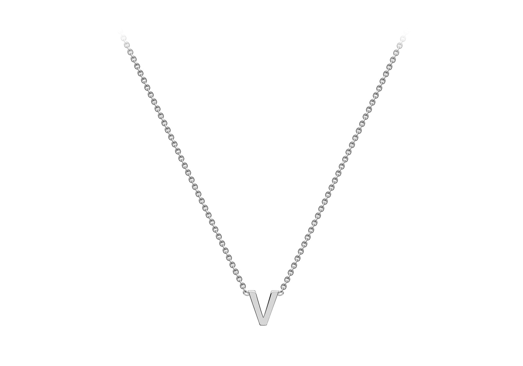 Soleil Collection 3.5mm x 5mm Initial Adjustable Necklace | 9K White Gold