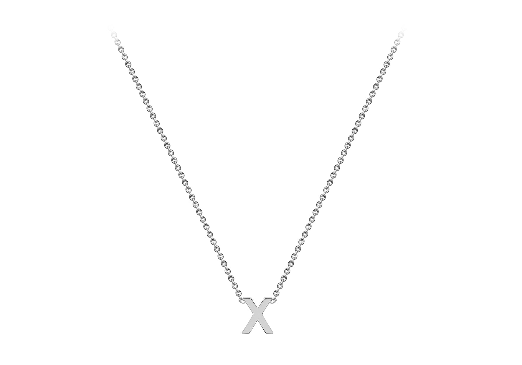 Soleil Collection 3.5mm x 5mm Initial Adjustable Necklace | 9K White Gold