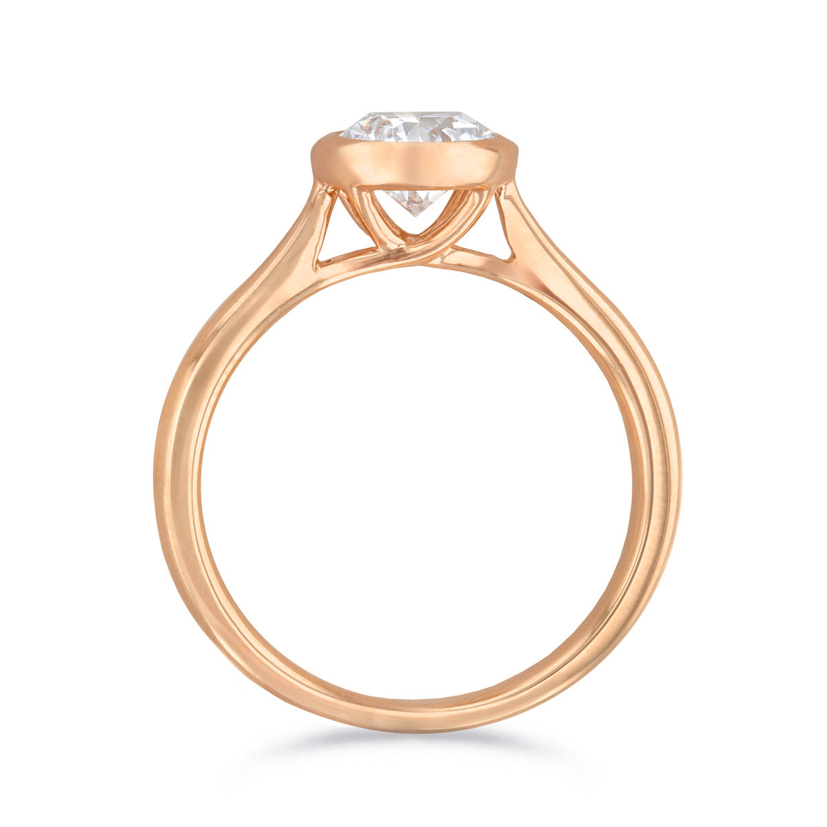 2.00ct Cleo Bezel Set Round Brilliant Cut Diamond Solitaire Engagement Ring | 18ct Rose Gold