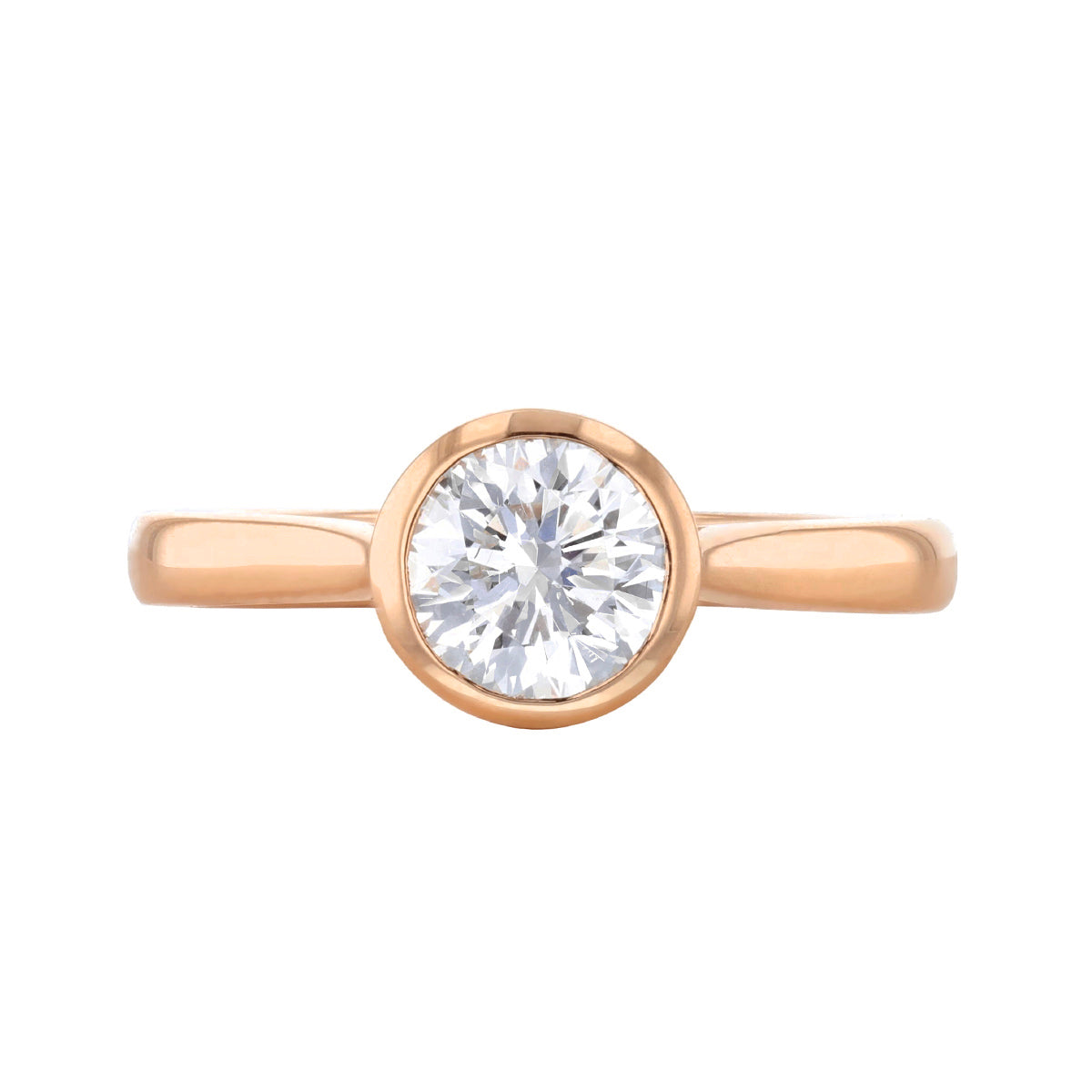 2.00ct Cleo Bezel Set Round Brilliant Cut Diamond Solitaire Engagement Ring | 18ct Rose Gold