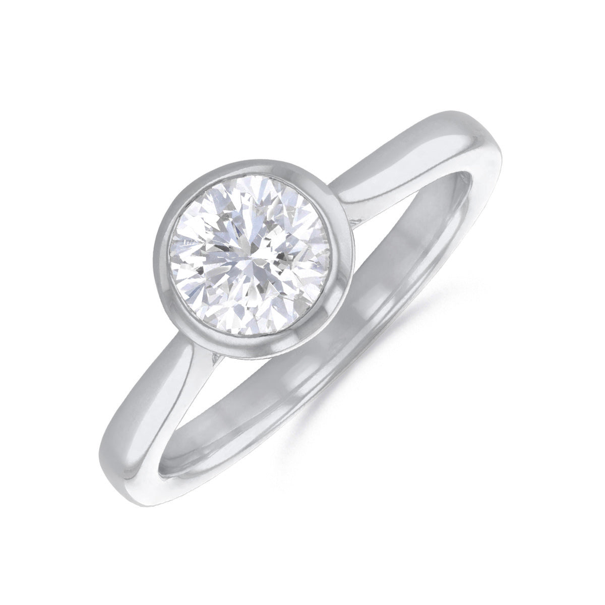 1.00ct Cleo Bezel Set Round Brilliant Cut Diamond Solitaire Engagement Ring | 18ct White Gold