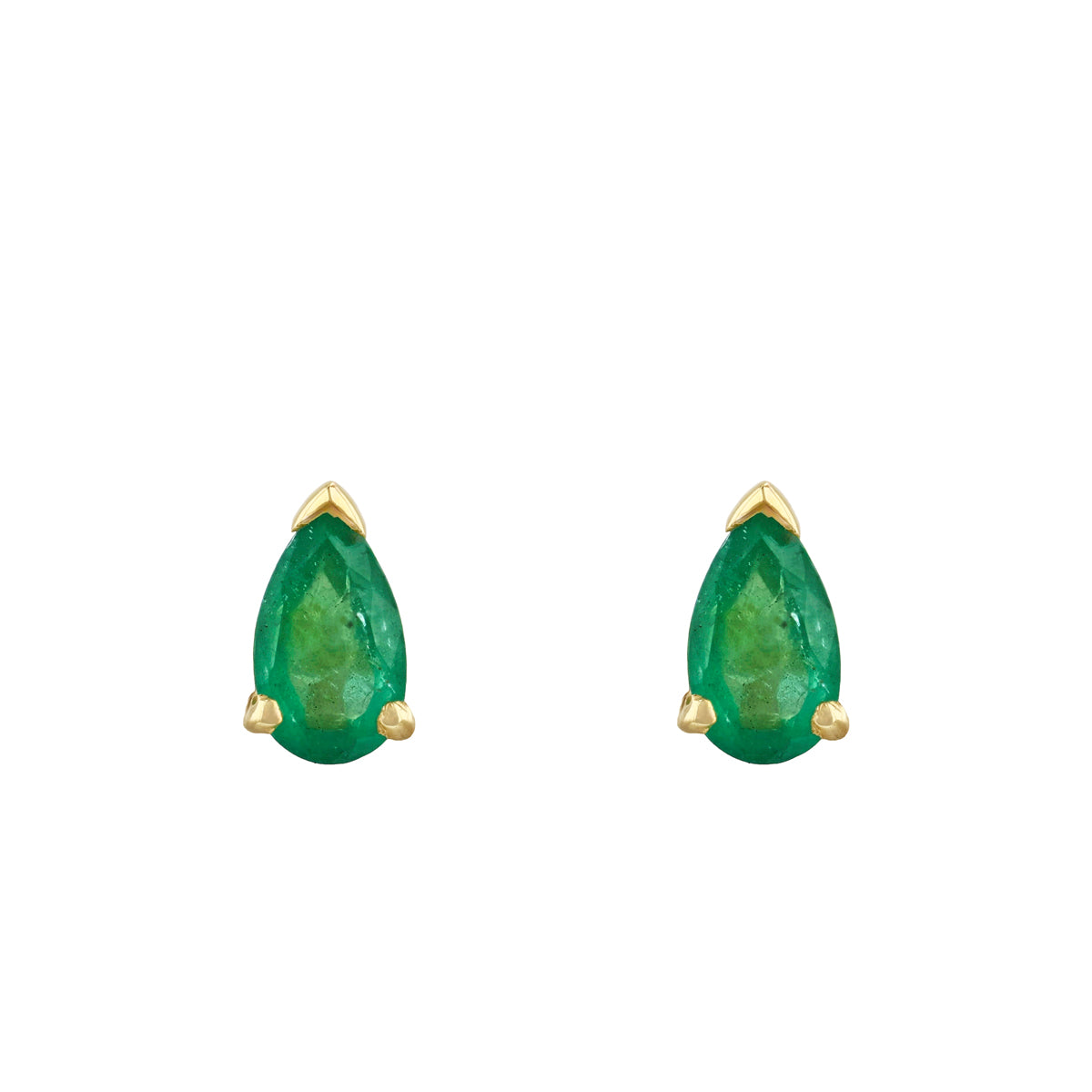 Pearl Emerald Earrings | 14K hot Yellow Gold Genuine Pearl 6mm with Natural Emerald Stud Earrings