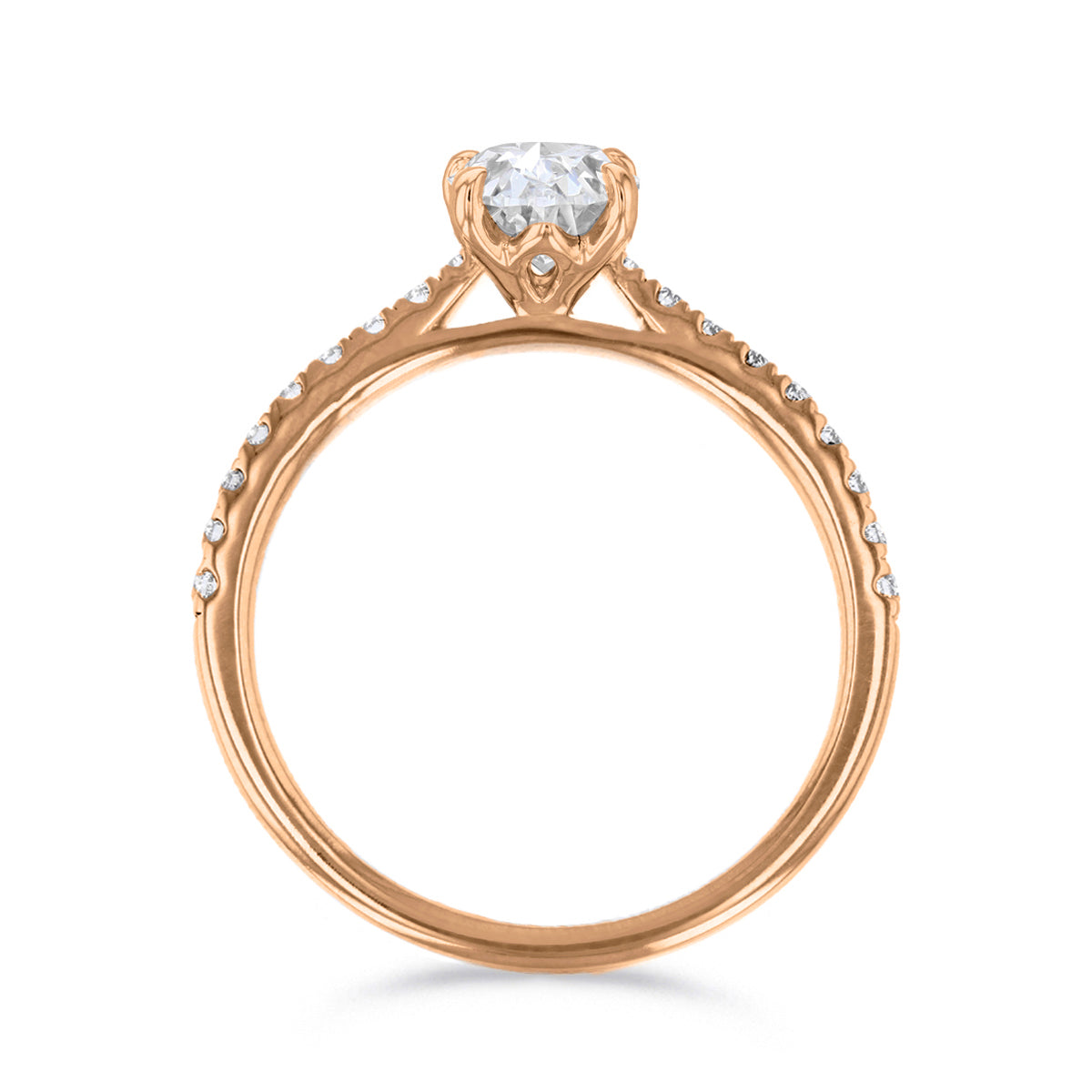 1.00ct Poppy Shoulder Set Oval Cut Diamond Solitaire Engagement Ring | 18ct Rose Gold
