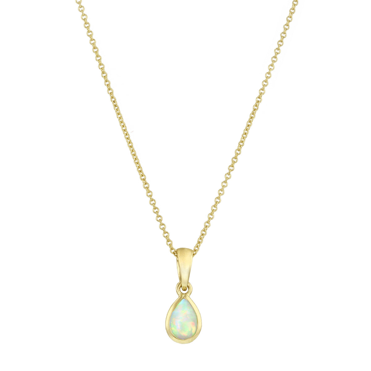 Personalised Birthstone Pear Cut Rubover Necklace | 9K Yellow Gold