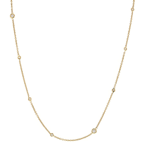 Diamond station necklace deals yellow gold