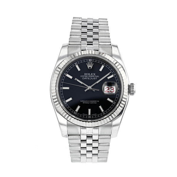 Rolex datejust 36 hot sale black dial jubilee