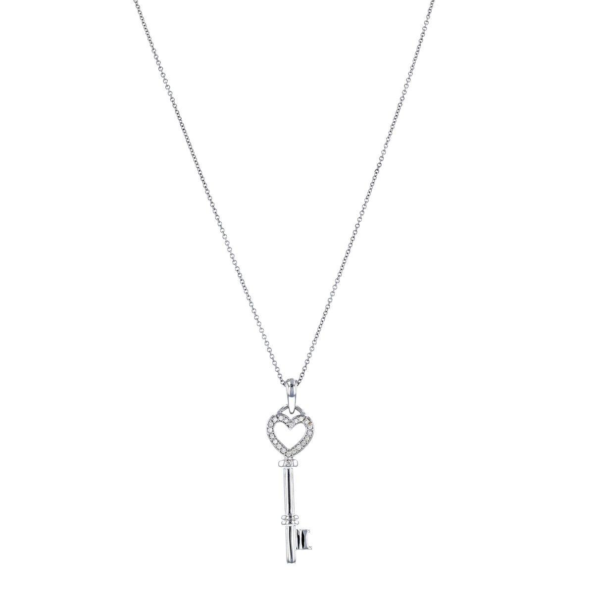 14K White offers Gold CZ Key Pendant 30x7mm